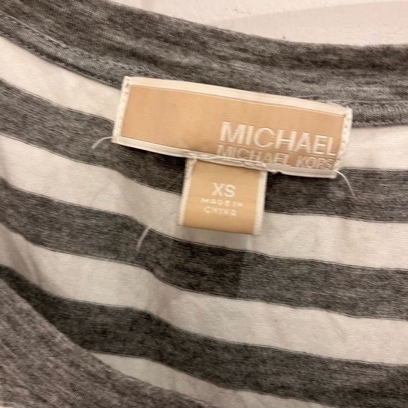 MICHAEL kors xs made big white grey stripe 3/4 sleeve - Picture 3 of 5